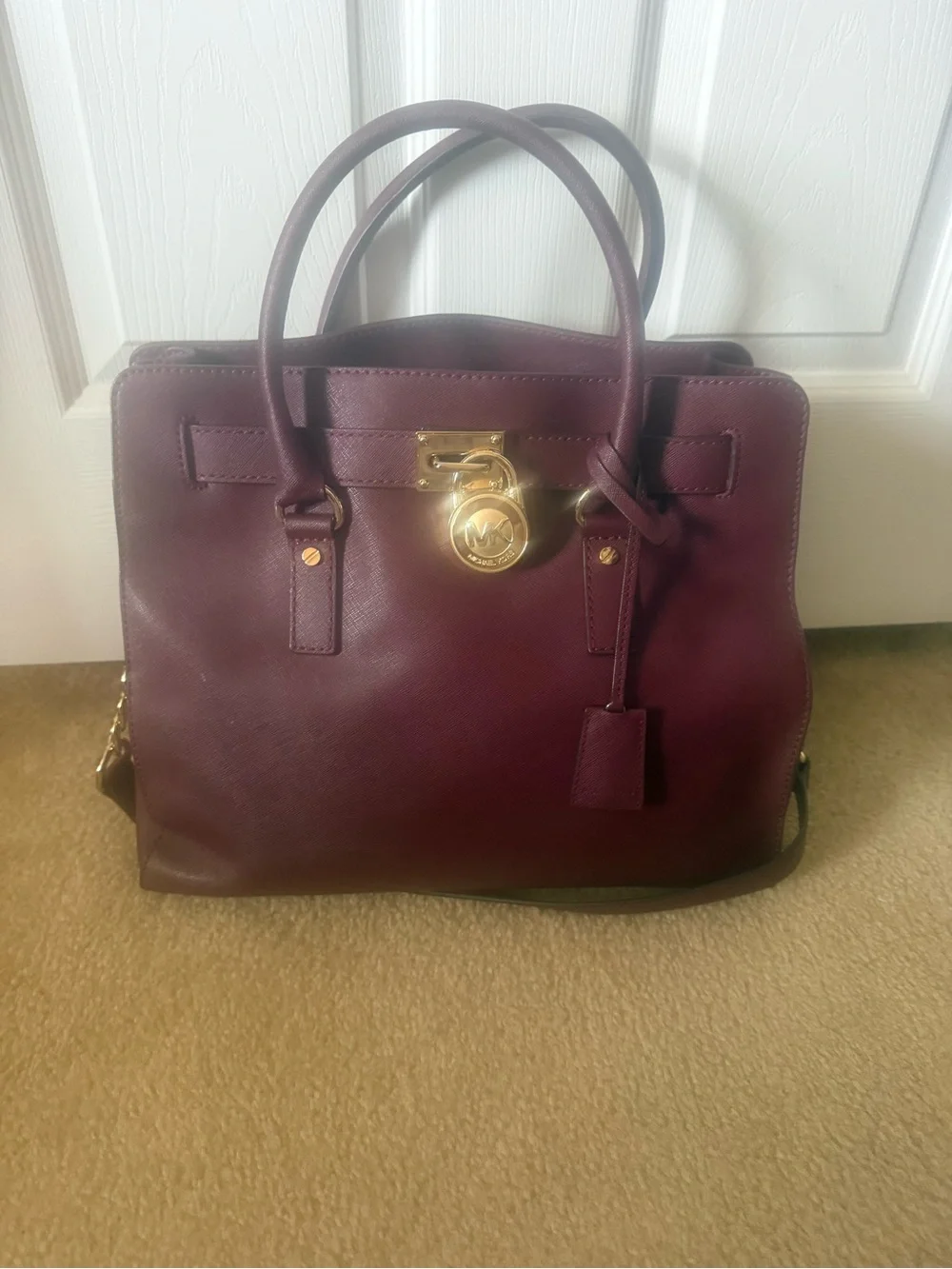Micheal Kors - Wine  Large Saffiano Leather Tote & matching wallet bundle!